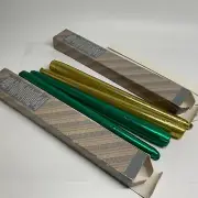 4 Avon Green gold Glitter Candlesticks Two 10" Taper w/Box Christmas Vintage NIB