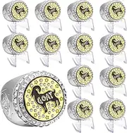 Tondiamo 12 Set Goat Championship Trophy Ring Award Gift with Acrylic Stand Greatest of All Time Champ Ring Football Turnover Trophy Ring for Sport Event Tournament or League Champion Winner