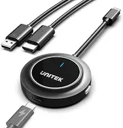 Unitek USB C Wireless HDMI Transmitter and Receiver with PD3.0, HDMI Radio Transmission, FHD Wireless Extender for Streaming Video Audio File from Laptop, PC to HDTV, Projector, 1080P HD Sat Receiver
