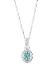 Bloomingdale's Fine Collection Aquamarine & Diamond Pendant Necklace in 14K White Gold, 16-18