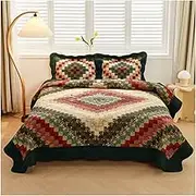 Bohemian Quilt Set Full/Queen King Cal King Size Boho Classic Geometric Plaid Bedspread Coverlet Set for All Season Cotton Lightweight Quilt for Summer (Color : A, Size : Cal King 280x300cm-110x118