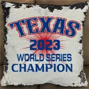 TEXAS RANGERS 2023 WORLD SERIES CHAMPION Flip Sequin 16" throw pillow