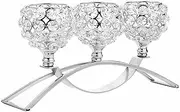 Silver Crystal Candle Holders 3 Arms Bling Tea Lights Candle Holder Coffee Dining Table Centerpiece Table Decorations for Dining Room Mothers Day Christmas Wedding Housewarming Gift