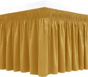 Wrap around Bed Skirts for King & Cal King Beds Short Drop of 12", Gold Adjustab
