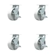 6 Inch Semi Steel Caster Set with Ball Bearings 4 Brake 2 Swivel Lock SCC