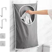 KuyatE Door hanging laundry basket bag Foldable door laundry bag with hook large non-tearing door basket clothing storage, saving space bathroom large laundry storage bag