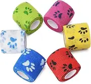 First Aid Cohesive Bandage Set Of 6, Self Stick Adhesive Tape Roll, Elastic & Breathable First Aid Bandage For Pet Dog Cat Animal Wound