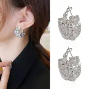 Diamond Zircon Geometric C Shaped Earrings Super Shiny Diamond Earrings Luxury