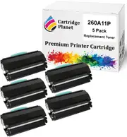 5 Pack Compatible Toner Cartridge for Lexmark E260A11P (3,500 Pages) for Lexmark E260 E260D E260DN E360 E360DN E460 E460DN E460DW E462DTN