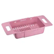 Extendable Over the Sink Strainer Fruit Vegetable Colander for Kitchen Pink