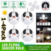 1-4X Solar LED Camping Tent Light Rechargeable Fodable Emergency Lantern 5 Modes