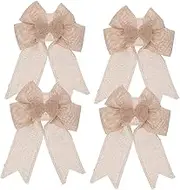 Unique Handmade Bows 4pcs Flax Bow Set for Clothing Bags Boxes Versatile Decorative Ties for Holidays