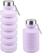 Nefeeko Collapsible Water Bottle, 750ML Reuseable Foldable Water Bottles with Storage, Portable Leak Proof Silicone Sports Water Bottle for Travel Outdoor Sports, BPA Free,FDA Approved 26oz (Orange)