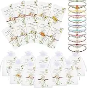 Huquary 30 Sets Inspirational Bracelets Bulk Daisy Gifts Colorful Daisy Bracelet Cute Sunflower Bracelet with Inspirational Cards Flower Bracelets for Women Party Favors Birthday