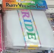 Bride Pride Veil Sash Gay Couples LGBTQ Bachelorette Engagement Party Rainbow