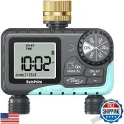 RAINPOINT Sprinkler Timer 2 Outlet, Water Timer for Garden Hose, Drip Irrigat