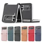 For Samsung Galaxy Z Flip 6 5 Flip4 3 5G Shockproof Slim Leather Card Case Cover