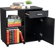 Filing Cabinet Large Mobile Wooden Filing Cabinet 80x40x74CM Left Frame Right File Cabinet for Home Office File Storage Cabinets (Color : Black)