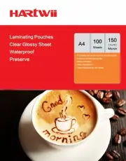Hartwiis 100 Sheet A4 Glossy Clear Laminated Pouches Film 150 Micron (75x2) AU