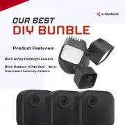 Blink - Wired Floodlight Camera + 3 Outdoor Cameras Bundle NEW