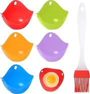 Pack of 4 Poached Egg Moulds with Ring Stands, Non-Stick Silicone Egg Poacher, Poached Egg Maker, Egg Cooker, Egg Maker Cups for Egg Pans, Cookware, Steam Kettle, Microwave, BPA-Free