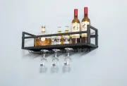 Wall Mounted Wine Rack Hanging Wine Rack- Holds Wine Bottles 5 Stemware Holder