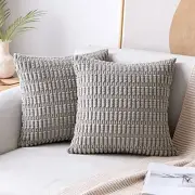 Pack of 2 Corduroy Decorative Throw Pillow 12" x 12" (Pack of 2) Light Grey