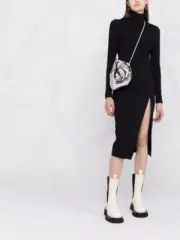 BNWT Wolford x Amina Muaddi Turtleneck MIDI Dress With Side Leg Slit M RRP $850