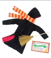 Christmas Elf Shelf Costume Prop Holiday Magic Broomstick Cape Scarf Set