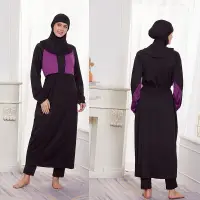 在飛比找蝦皮購物優惠-夏季穆斯林婦女全覆蓋長袖拼布泳衣伊斯蘭教保守泳裝