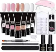 Nail Extension Kit with Nail Lamp Extension s Brush False Nail Tips Nail Extension Tips Clip Base Coat Top Coat for Nail Art Starter Kit