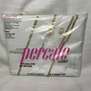 Percale Double Bed Flat Sheet ~ 81 x 108 White Cotton USA ~ VINTAGE Grant Maid