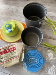 Camping Cooking Set +Silicone Collapsable Cups +Coffee Dripper 100 Paper Filter