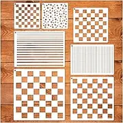 Checkerboard Stencils for Painting on Wood 11.8 Inch Reusable Canvas Checks Paint Straight Line Stencil for Crafts Kids Adult Art Projects Drawing Card Making Pattern for Wall Decorative (Check line)