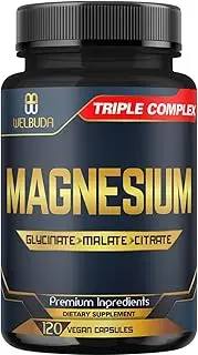 1000mg Magnesium Complex As Magnesium Glycinate, Malate, & Citrate - 120 Capsules for 2-Month - Restful Mood & Immune System