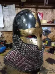 Medieval Knight Templar Crusader Greek Spartan, Helmet, Chainmail 16 Ga Steel,