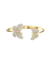 Genevive 14K Over Silver CZ Butterfly Bangle Bracelet