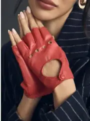 Anthropologie/Maeve Fox Lether Moto Gloves Red Size L