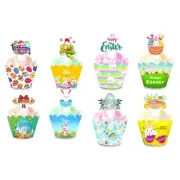 16 Sets Easter Cupcake Toppers and Wrappers Artistic Bake Cake Muffin for Case T