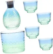 KICHOUSE Elegant Japanese Sake Bottle Set Glass Sake Cups Serving Bottle for Tea Party or As Home Decor