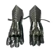 Medieval Steel Gauntlet Armor Gloves Brass Accents Knight Pair Crusader Gloves