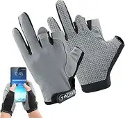 [Mwqpgyh] Fishing Gloves Men, Workout Gloves Anti-Slip Breathable Ice Silk Gloves, Adjustable Touchscreen Cycling Riding Gloves for Kayaking, Paddling, Hiking, Sailing