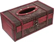 Luxshiny Vintage Rectangular Tissue Box Cover Retro Napkin Dispenser for Bathroom Office and Home Decor Spacious Design for Various Tissue Stylish Organizer