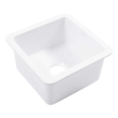 SINKOLOGY Undermount Bar Sink 18" Fireclay Material Single Bowl in Crisp White