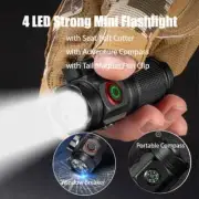 4*XHP LED Flashlight Mini Adventure Compass Torch 2000LM Portable Strong Lamp wi