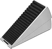 HOMOTEK Adjustable Tall Wedge Door Stopper, Heavy Duty Higher Door Stopper for Bottom of Door, Large Stainless Steel Door Stop Spring Non-Slip Rubber, Suit for Door Clearance of 0.2"-3", Silver 1Pack