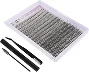 FOMIYES 1 Sets DIY Eyelash Extension Kit Individual Lash Clusters with Eyelash Remover Curved Tweezers Brush Versatile Travel Friendly for Unique Eye Makeup Styles Black
