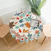 Leaves Tablecloth Round Table Cloth 60 Inch Waterproof Party Table Covers for Picnic Kitchen Outdoor01