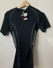 adidas Padded Shirt Mens M Black Short Sleeve Aeroready Techfit Integrated NEW