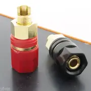 2pcs Gold Plated Brass Amplifier Speaker Terminal Binding Post DIY Red & Black